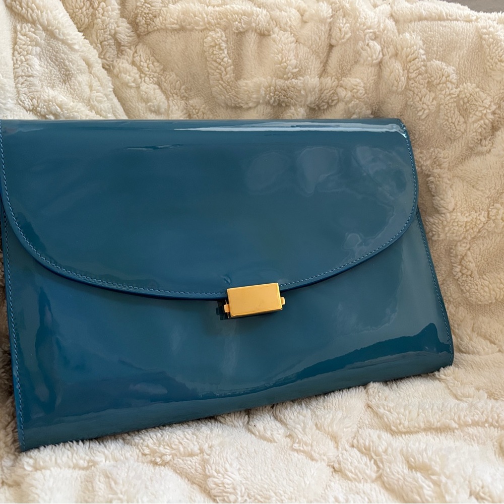Mansur Gavriel Patent Leather Envelope Clutch - Blue ocean